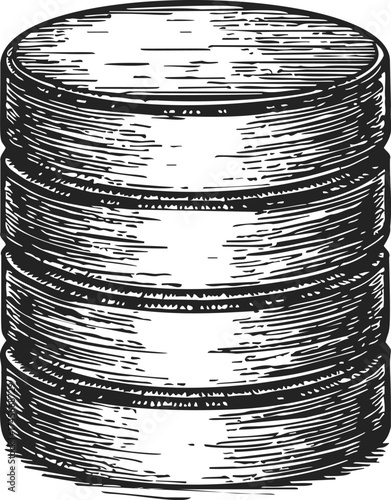 Barrel sketch hand drawn vintage wooden cask with engraved texture — stock vector