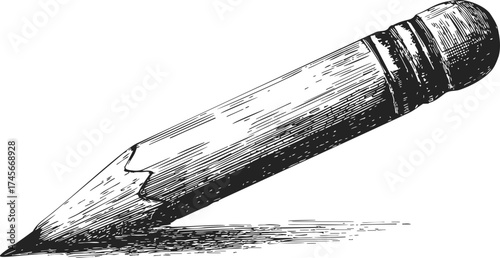 Pencil sketch hand drawn writing instrument with eraser — stock vector