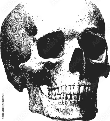Skull vintage engraving sketch hand drawn anatomical illustration — stock vector
