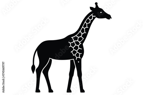 eating giraffe silhouette vector icon
