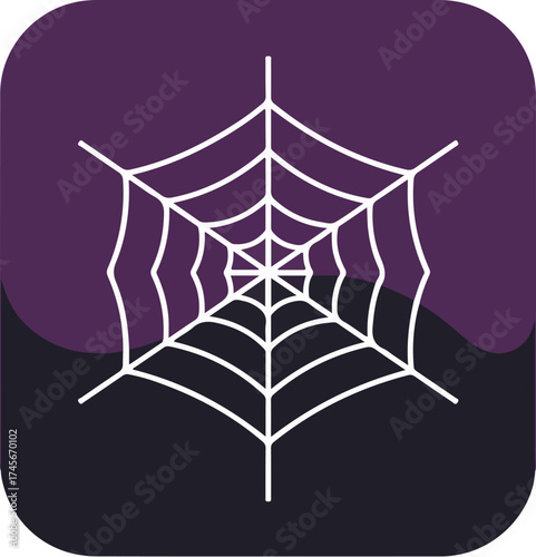 Monochromatic spider web with concentric circles and radiating threads on gradient background