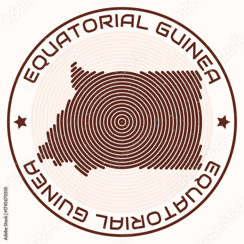 Equatorial Guinea map with round title. Country shape rings. Equatorial Guinea text around the country boundary shape. Beautiful vector illustration.