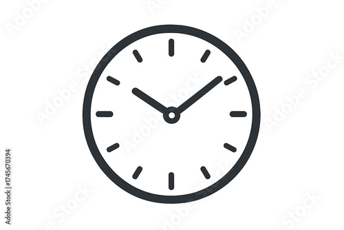 Clock icon, time symbol. Minimalist flat vector graphic for web, logo, app, UI design. Concept of deadline, schedule, timer, watch, punctuality. Isolated illustration.