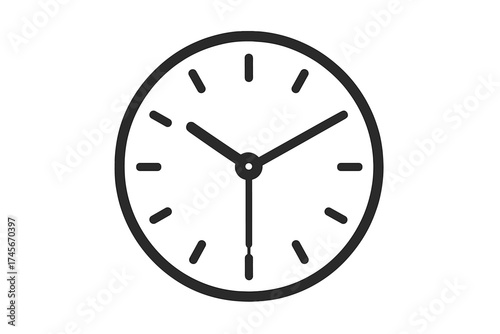 Clock icon in simple flat line style. Time symbol for web design, app, UI, logo. Concept of deadline, timer, watch, schedule. Minimalist vector pictogram illustration.