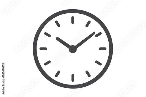 Clock icon in a simple flat style. Time symbol for web design, logo, and app interfaces. Vector graphic of a watch face, timer, or deadline concept. Isolated pictogram.