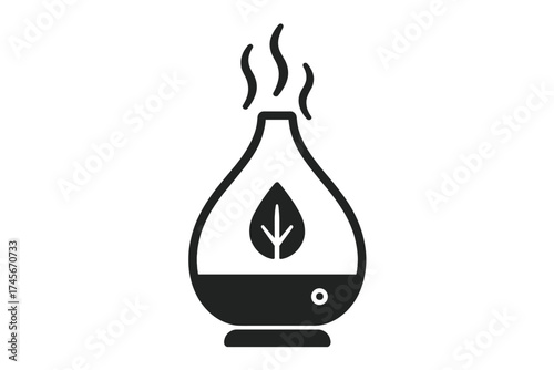 Essential oil diffuser icon. Aromatherapy concept vector. Air humidifier for home spa relaxation. Wellness and health care. Natural fragrance, scent, aroma vaporizer.
