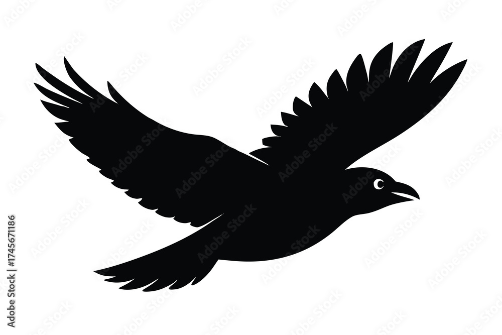 Fototapeta premium flying crow (1) silhouette vector icon