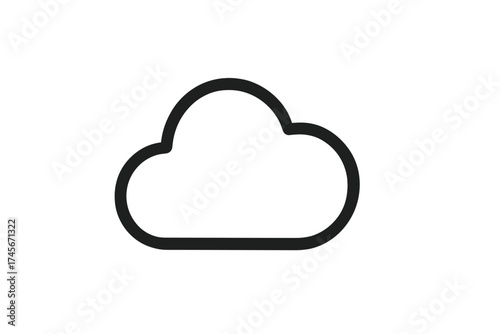 Cloud icon for weather forecast app. Simple outline symbol for climate and meteorology. Cloud computing data storage technology concept. Minimalist line art vector for web UI.