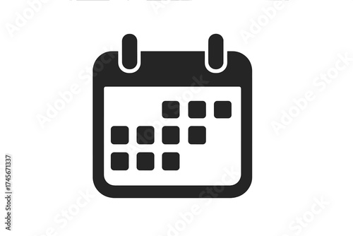 Calendar icon. Symbol of schedule, date, event, and planning. Modern simple flat glyph for agenda or reminder. Vector for web, logo, app, UI, UX on isolated background.
