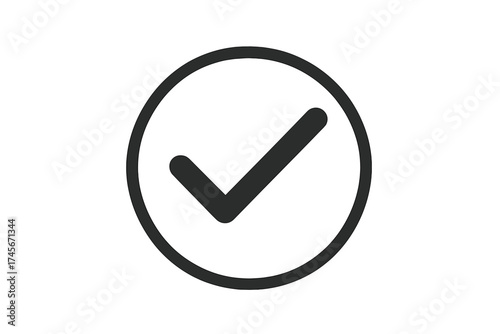 Check mark icon, approval and confirmation symbol, checklist mark, flat design vector, UI element for web and app design, isolated on white background, simple and modern style
