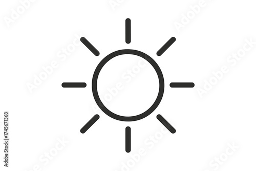 Sun icon. Weather symbol in trendy flat line style. Sunny day outline pictogram for web, logo, app, UI design. Sunshine, light, and brightness concept. Vector illustration.