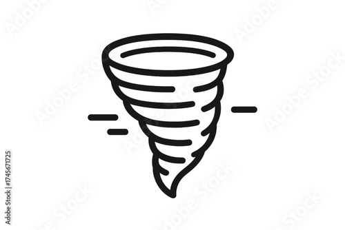 Tornado icon. Hurricane weather symbol. Cyclone storm alert sign. Natural disaster concept. Twister logo. Extreme wind vortex graphic. Climate change vector illustration.