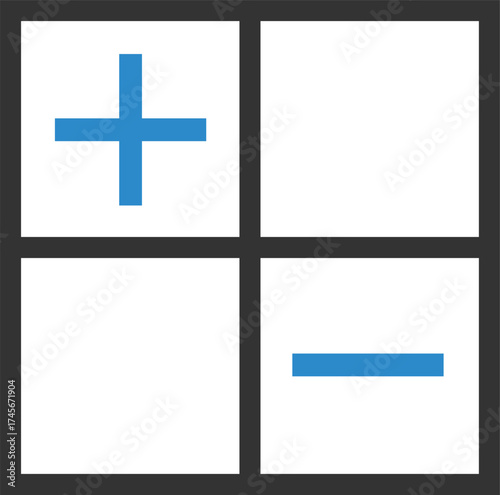 Plus and minus symbols isolated on white background