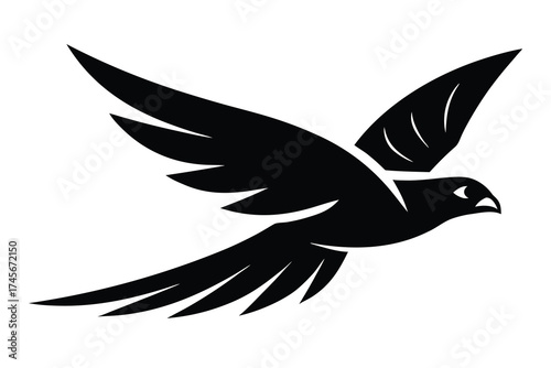 flying falcon silhouette vector icon