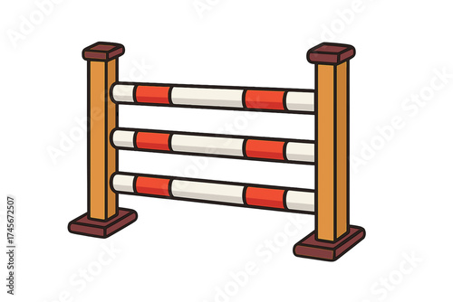 Equestrian show jumping barrier vector icon. Horse competition sport hurdle or fence obstacle. Hippodrome or racecourse cartoon symbol for championship event. Isolated illustration.