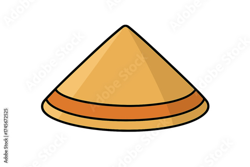 Vietnamese conical hat vector illustration. Traditional Asian rice farmer hat icon, Non La symbol. Culture of Vietnam concept for travel design. Souvenir from Asia accessory isolated.
