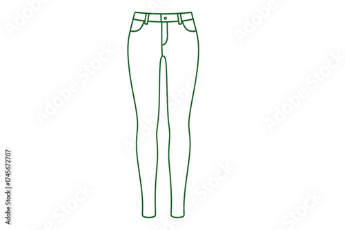 Green skinny pants for women. Women's clothes for a walk. Women clothing single icon in outline style vector symbol stock illustration. Female fashion apparel trousers.