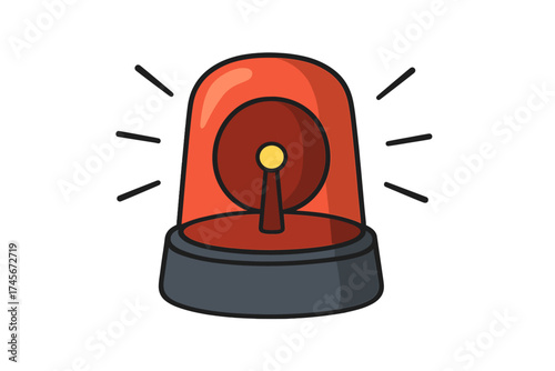 Red siren flashing light icon. Emergency alarm vector illustration. Police, ambulance or fire department warning signal. Danger alert symbol in flat cartoon style isolated.