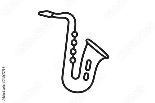 Saxophone line icon vector illustration. Music symbol for jazz, blues, or classical. Simple outline graphic of a brass wind instrument for orchestra or band. Isolated on white.