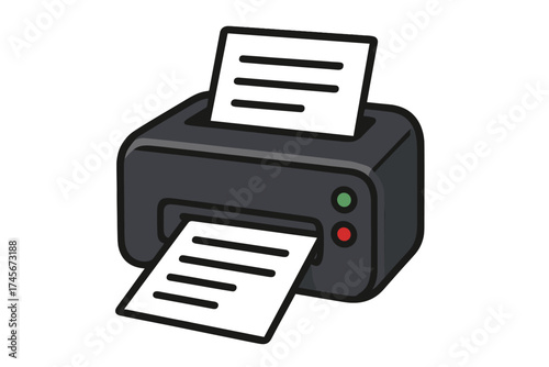 Printer icon vector illustration in cartoon style. Office equipment for printing documents. Print and copy machine symbol for business and technology concepts. Paperwork.