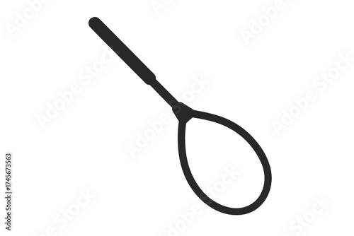 Pet capture noose icon for animal control. Veterinary clinic equipment symbol. Animal handling and restraint tool. Catch pole for stray dog or cat. Safety and rescue concept vector.
