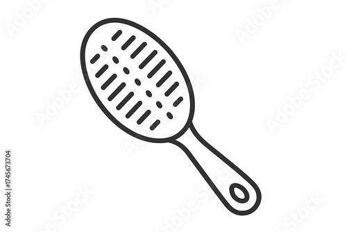 Hairbrush icon in a simple outline style. Vector illustration for hair care, beauty, and salon concepts. Symbol for grooming, hairstyling, and personal hygiene products.