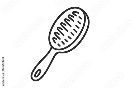 Hairbrush line icon. Hair care and beauty symbol. Vector graphic for salon, spa, hairdressing, and grooming concepts. Comb for styling, detangling, and personal hygiene.