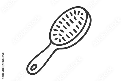 Hair brush icon in outline style. Hair care & beauty symbol. Vector illustration for salon, hairdresser or personal grooming. Simple line art of a cosmetic tool for styling.