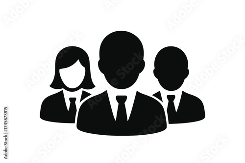Set of user icons featuring business people silhouettes. Trendy flat style symbols for a professional team or corporate group. Modern UI elements for web and app design, logo.