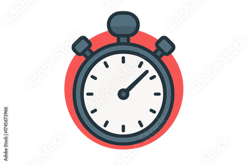 Stopwatch timer vector icon. Flat design chronometer for measuring speed, time, accuracy. Symbol of deadline, countdown, urgency, fast delivery, project management, sport race.