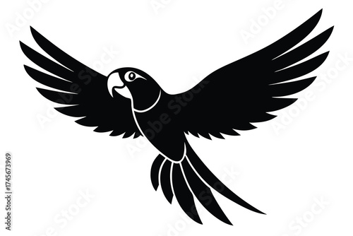 flying macaw silhouette vector icon