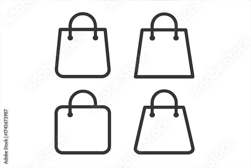Shopping bag line icon set. Vector pictogram for e-commerce, online store, and retail. Minimalist outline graphic for buy, cart, and checkout symbol. Purchase concept collection.