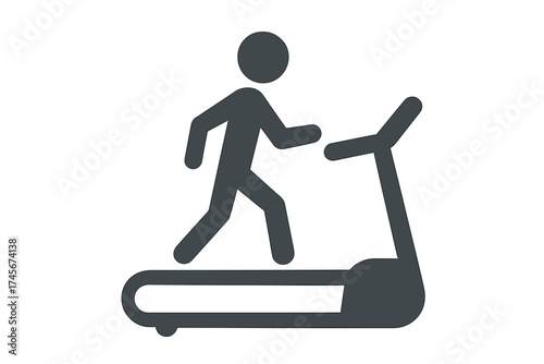 Treadmill icon vector. Man running on a treadmill machine. Fitness gym workout exercise symbol. Healthy lifestyle cardio training pictogram. Monochrome sport silhouette sign.