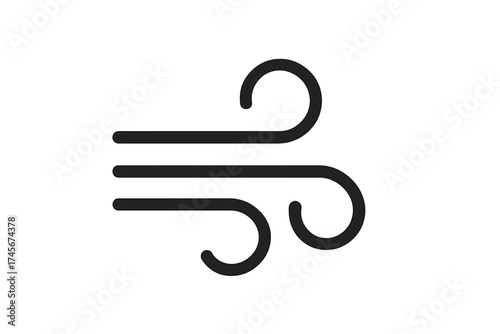 Wind symbol icon, flat line style weather vector illustration for logo, app, UI design, minimalistic air breeze sign isolated on white background, nature element
