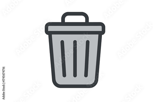 Trash can icon symbol. Vector graphic for delete, remove or junk data. Simple outline illustration for website design, mobile app, UI and UX. Recycle bin pictogram.