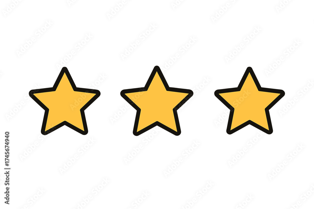 Fototapeta premium Yellow star icon symbol for favorite, rating, and review with bold black outline, trendy filled line style for web, app, UI design, logo, isolated vector illustration