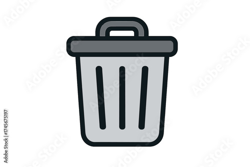 Modern trash bin icon symbolizing delete or remove action, trendy filled line style design for web, app, UI, logo, isolated vector illustration on white background