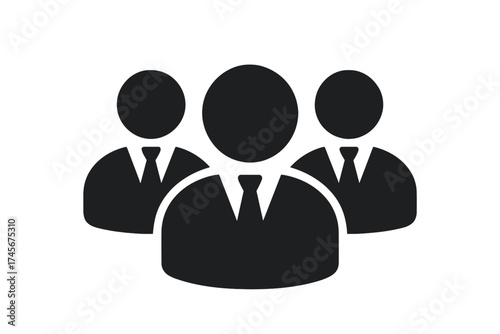 Business team icon symbol flat style, group of professional people with suits and ties, corporate colleagues, teamwork, leadership, management illustration vector design on white background