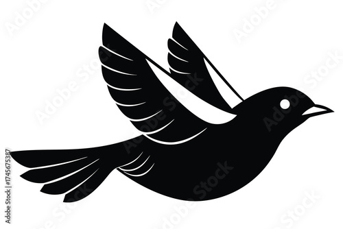flying robin silhouette vector icon