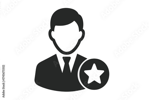 User with star icon. Favorite person symbol. Business people concept. Premium member for website, logo, app, UI. VIP customer. Best employee. Flat vector illustration.