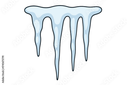 Cartoon icicles vector illustration. Simple flat icon of hanging ice stalactites. Frozen water concept for winter season, cold weather, Christmas or New Year decoration.