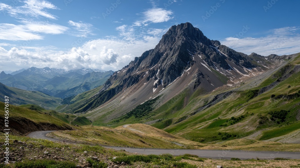 Naklejka premium col de la madeleine at 2000 m altitude rhone alps france no logos no brands ar 169