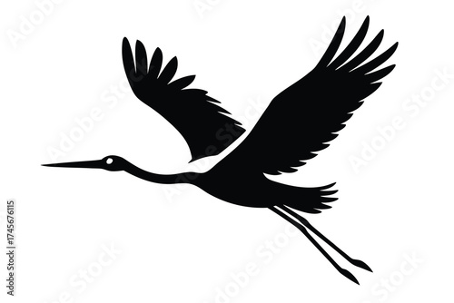 flying stork silhouette vector icon