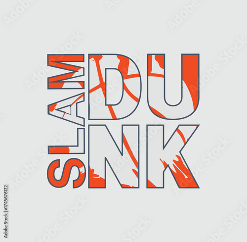 Slam Dunk Basketball sport typography, tee shirt graphics, vectors