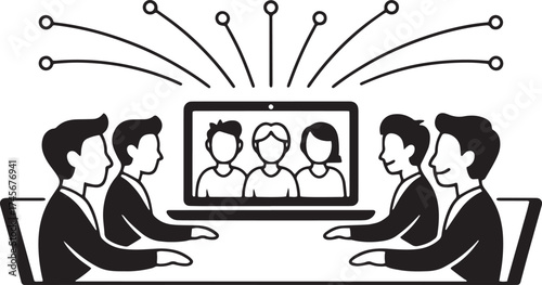 Global Team Video Conference Meeting and Digital Business Collaboration