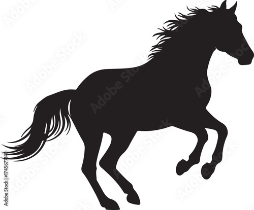 Dynamic horse running silhouette isolated on white background