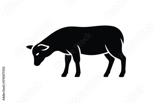 grazing sheep silhouette vector icon