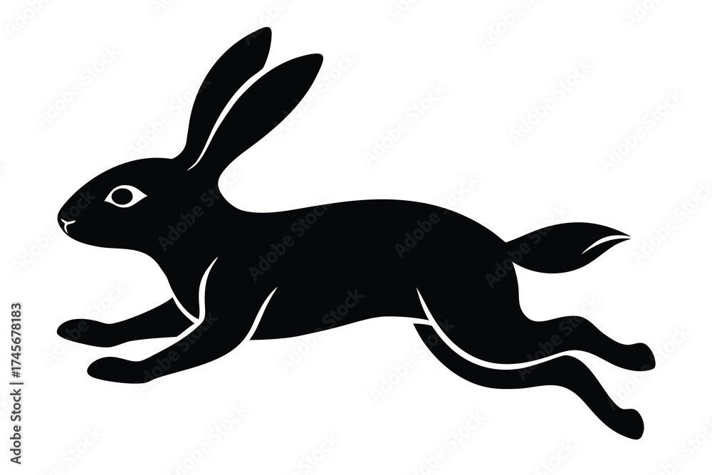 Obraz premium jumping rabbit silhouette vector icon