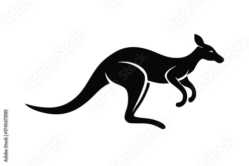 jumping kangaroo silhouette vector icon