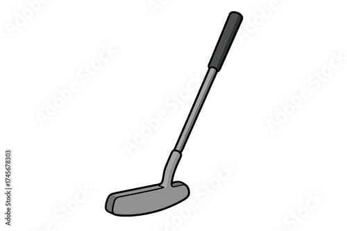 Golf putter vector icon. Cartoon sport equipment for putting. Professional club for game on green. Symbol for tournament, championship or leisure hobby activity isolated.
